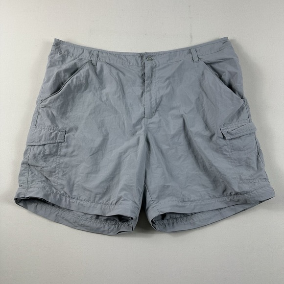 Columbia PFG Cargo Shorts Mens XL‎ Gray Elastic Flat Front Fishing Outdoor - Picture 1 of 5